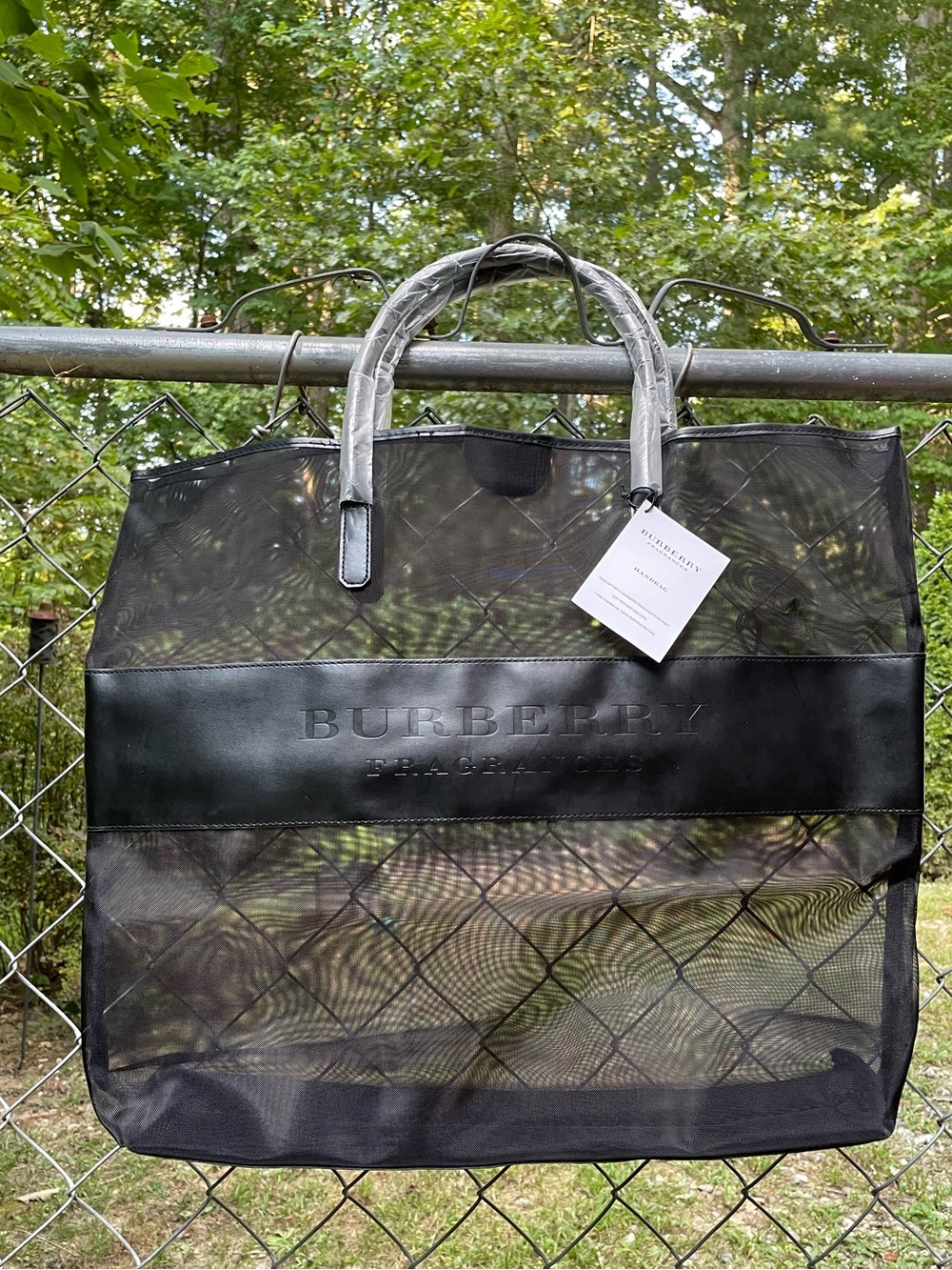 NWT Burberry Black Mesh Logo Tote Bag